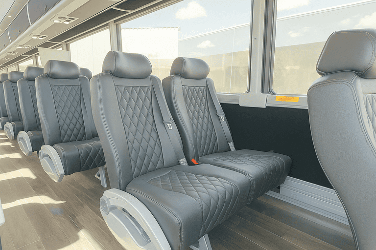 interior of Hialeah Shuttle Bus Rentals charter bus